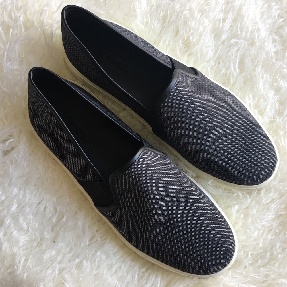 NEW Vince Canvas Leather Slipon Sneaker Black Sz 8